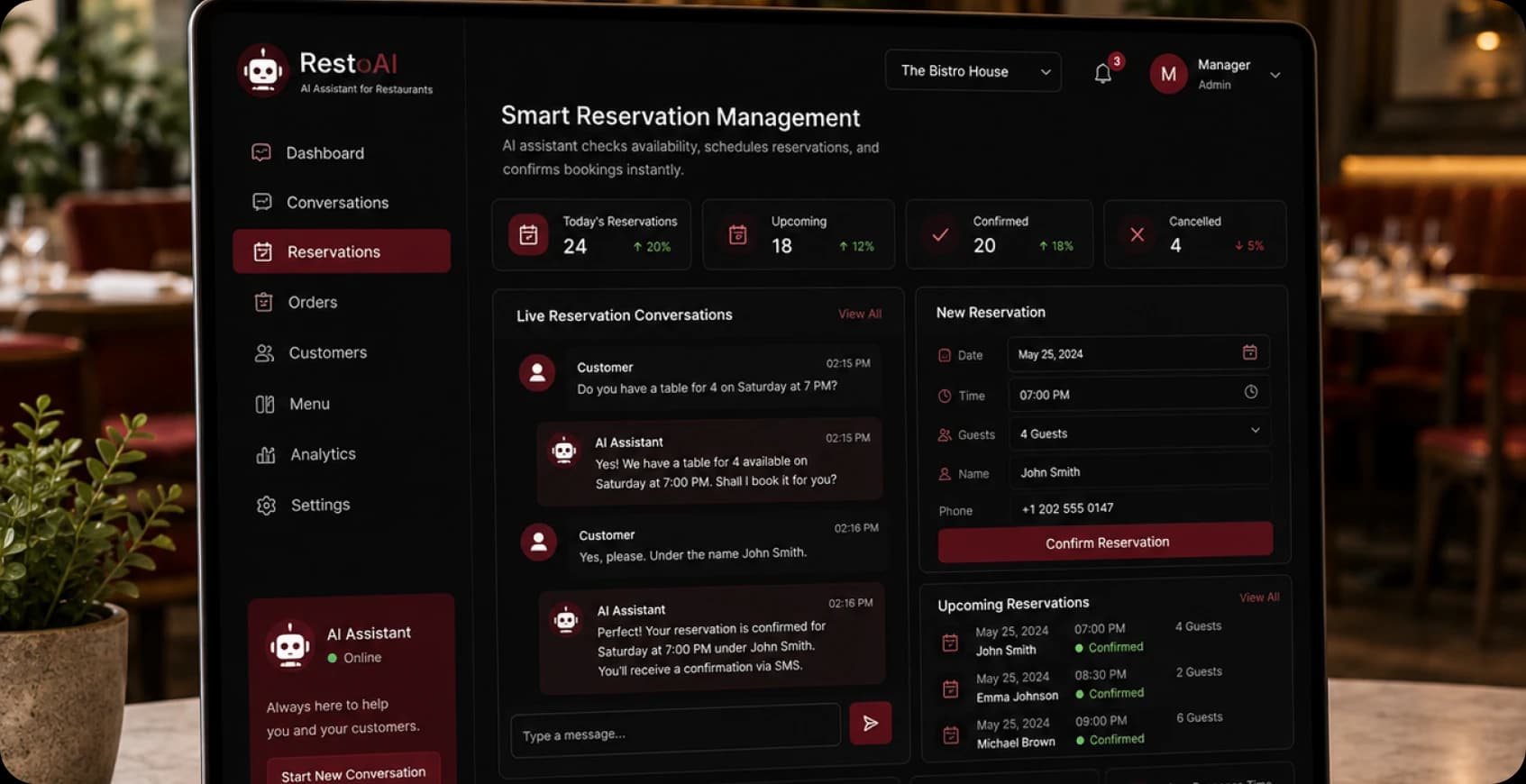 Smart table reservation management across voice and messaging channels