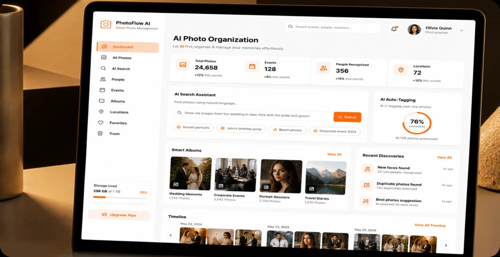 AI photo organization for high-volume event Photography galleries