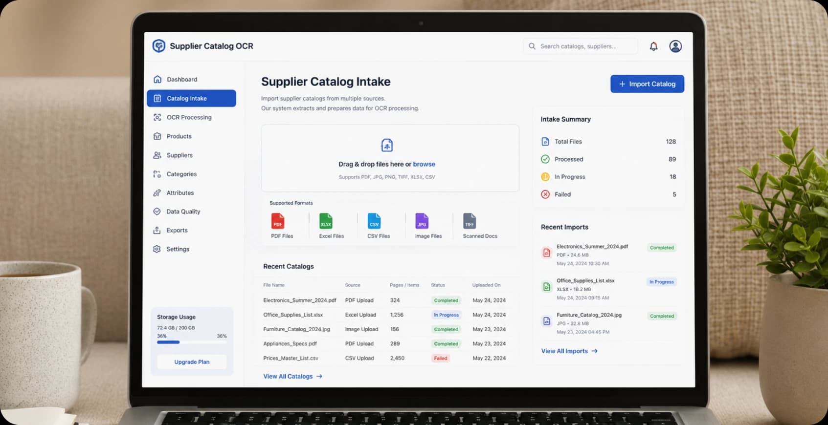 Supplier catalog document intake pipeline