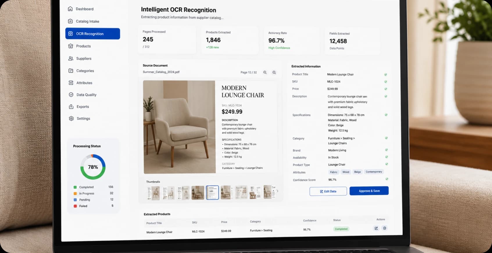 OCR recognition of product fields from supplier catalogs