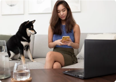 A dog exploring a generic pet subscription box
