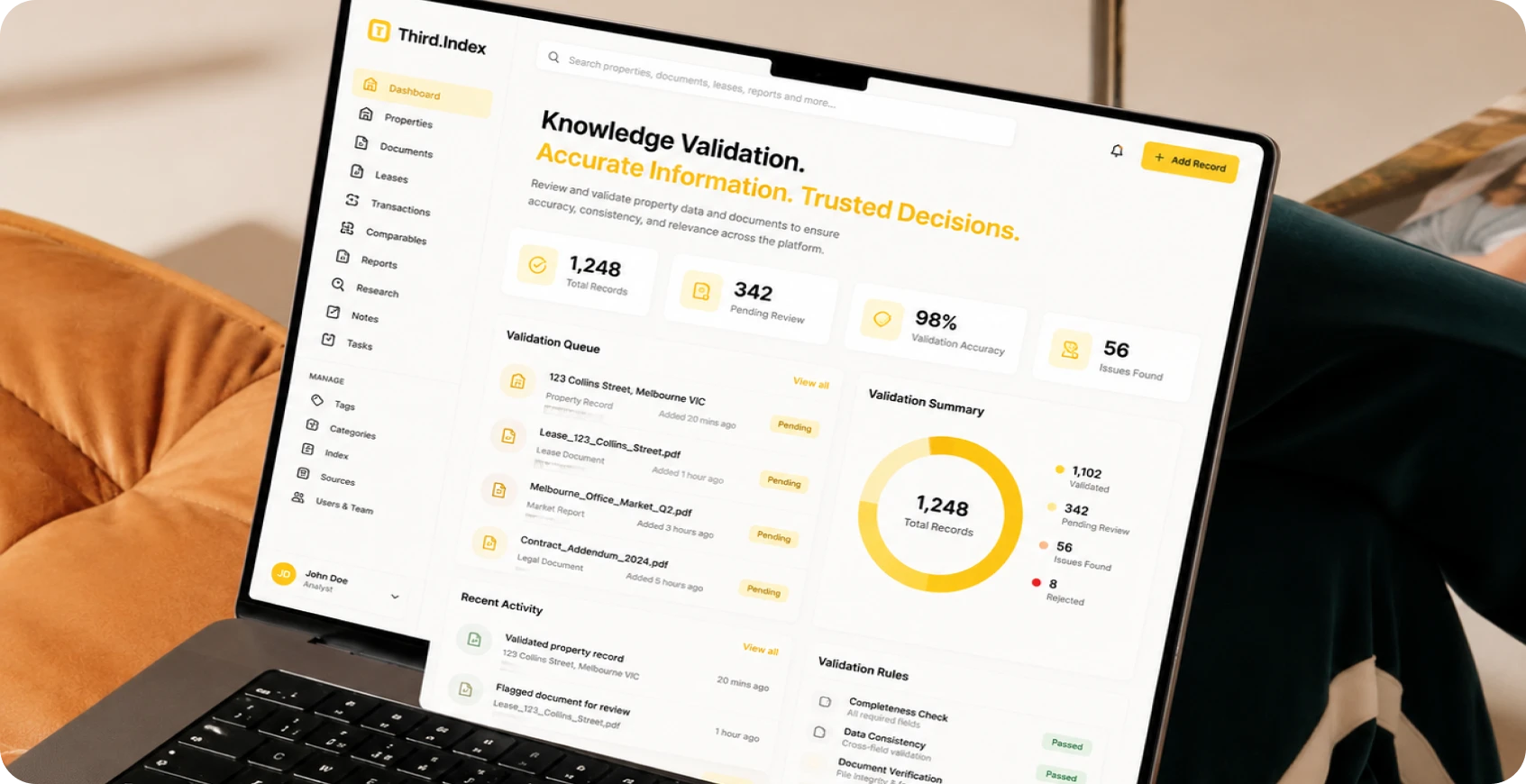 Knowledge validation for accurate property information