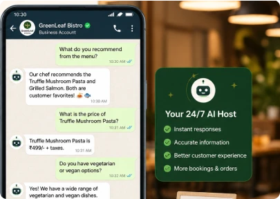 Consistent menu and pricing answers through an AI WhatsApp chatbot