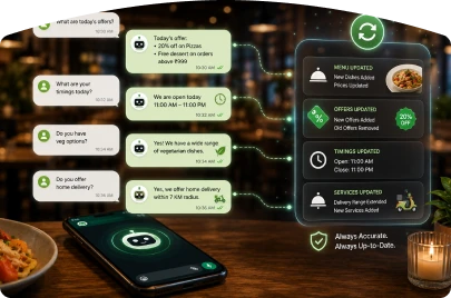 Keeping restaurant chatbot answers accurate as menus and timings change