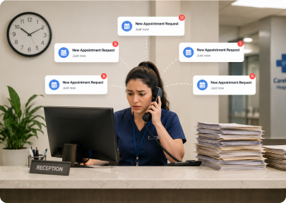 Front desk staff managing high demand