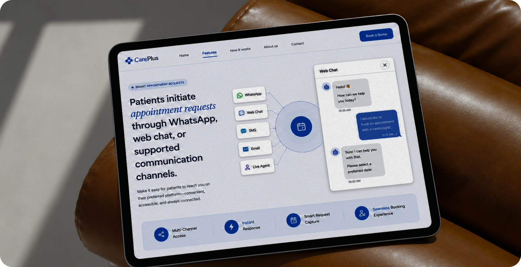 Patient initiating chat on mobile